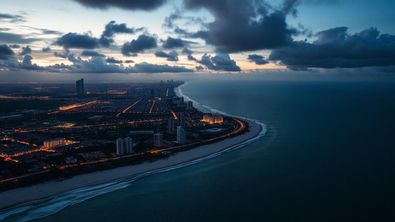 Aerial view of Broward County coastline
